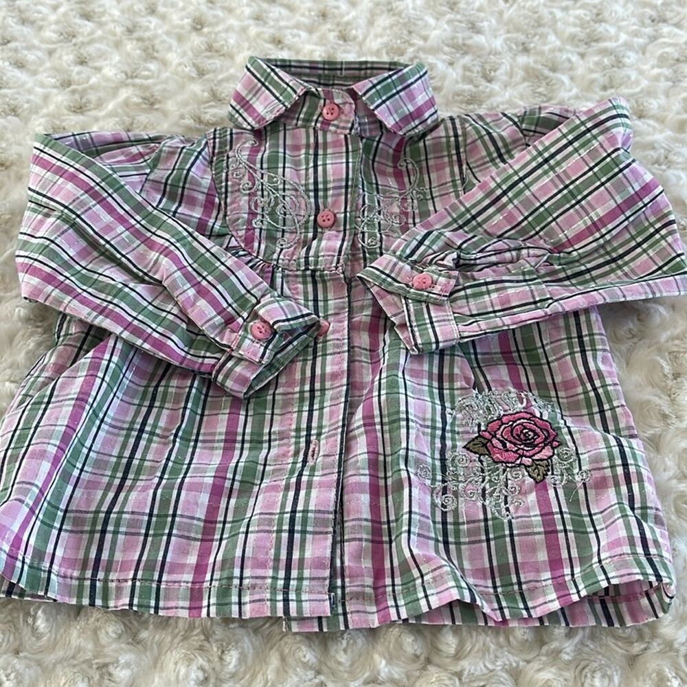 Mon Petit Baby Girl’s Long Sleeve Button Up Shirt  Size 6-9 Months